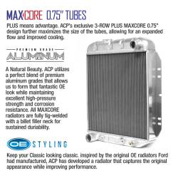 All Classic Parts - 64 - 66 Mustang V8 5.0 Conversion Aluminum Series MaxCore Radiator (OE Style 3 Row Plus) - Image 8