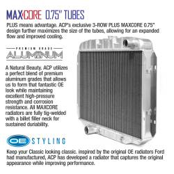 All Classic Parts - 67 - 70 Mustang V8 390/428 (70 -302/351 with A/C) Aluminum MaxCore Radiator (OE Style 3 Row Plus) - Image 6