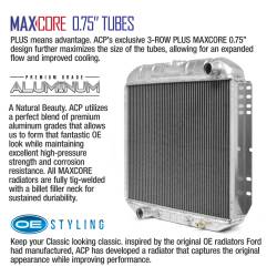 All Classic Parts - 69 - 70 Mustang V8 302/351 without AC (6 Cyl 250) Aluminum MaxCore Radiator (OE Style 3 Row Plus) - Image 6