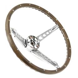 67 Mustang Steering Wheel, Woodgrain Assembly (Includes Horn Ring, Collar & Hardware) - NO HORN CAP