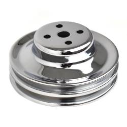 All Classic Parts - 67-70 Mustang 390/428, 68-69 Mustang 289/302/351W Water Pump Pulley w/ AC, 2 Groove, Chrome (5 13/16" OD)
