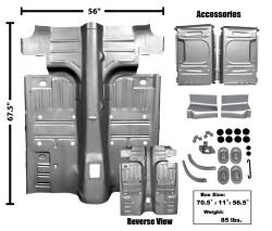 Floor Pan - Complete - Dynacorn | Mustang Parts - 69 - 70 Mustang Coupe or Fastback Floor Pan for 1 inch Mini Tub