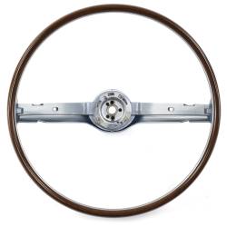 All Classic Parts - 1968 Mustang 2-Spoke Deluxe Woodgrain Steering Wheel, Blue - Image 1