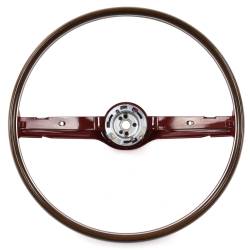 All Classic Parts - 1968 Mustang 2-Spoke Deluxe Woodgrain Steering Wheel, Red - Image 2