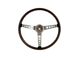 Scott Drake - 65 - 73 Shelby Walnut Wood Rim Steering Wheel, 3 Spoke - Image 2