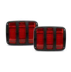 64-66 Mustang Billet Tail Light Bezel and LED Light Kit, Matte Black