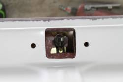 Underside showing the Option Key Cylinder Installed on 65 66 Mustang Fiberglass Trunk Lid
