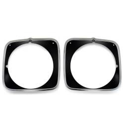 All Classic Parts - 1973 Mustang Headlight Door, Mach 1,Black Painted Polished Aluminum, Pair