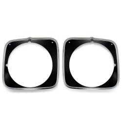 All Classic Parts - 1973 Mustang Headlight Door, Mach 1,Black Painted Polished Aluminum, Pair - Image 1