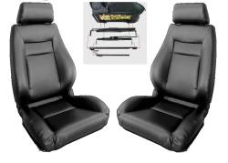 Procar - 65 - 70 Mustang Procar Elite Seats, Black Leather, Pair with Adapters - Image 1