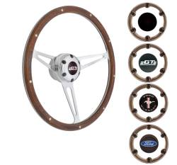 65-73 Mustang GT3 Retro Steering Wheel, Cobra Style, Wood Grip