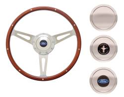 GT Performance Steering Wheels - 65-73 Mustang Steering Wheel, Wood Cobra Style 3 Spoke Design