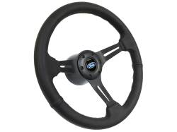 Auto Pro - 65 - 89 Mustang 14" Volante Steering Wheel Kit, Blk Leather, Blk Center, Blue Oval - Image 1