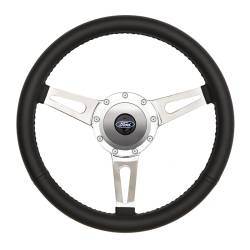GT Performance Steering Wheels - 65-73 Mustang Steering Wheel, Black Leather Cobra Style Design, 15 Inch Diameter - Image 2