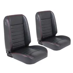 Upholstery - Front & Rear Coupe Seats - TMI Products - 1964 - 1973 Mustang TMI Cruiser Collection Seats, Black Vinyl, Choose Stitch Color