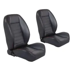 TMI Products - 1964 - 1973 Mustang TMI Cruiser Collection Low Back Seats, Black Vinyl, Choose Stitch Color - Image 1