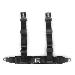 Seats & Components - Seat Belts - RetroBelt USA - 65 - 73 Mustang Four-Point Belt, Push Button Buckles, Black