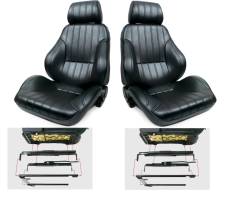 65 - 70 Mustang Procar Rally Seats, with Adapters, Black Vinyl