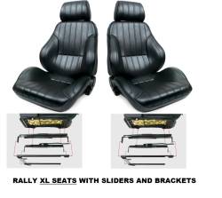 65 - 70 Mustang Procar Rally XL Seats, with Adapters, Black Vinyl