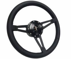 Auto Pro - 65-73 Mustang Steering Wheel, Black Leather Wrap, All Black Edition - Image 1