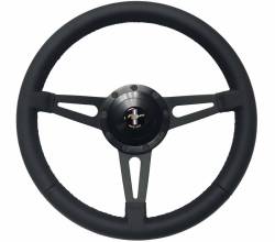 Auto Pro - 65-73 Mustang Steering Wheel, Black Leather Wrap, All Black Edition - Image 2