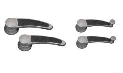 1965 - 1966 All Or 1967 Std Interior Mustang Door and Crank Handle Set, Carbon Fiber Design