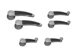 1965 - 1966 All Or 1967 Std Interior Coupe/Conv Mustang Door and Crank Handle Set, Carbon Fiber Design