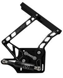 Close-up of March Performance Ranchero Billet Hinges in BLACK Onyx Finish