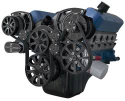 March Performance, Small Block Ford Evolution Serpentine Kit, Driver Side View, BLACK ONYX