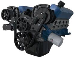 March Performance Front Serpentine Kit, 351C Engine, Black Powder Coated Finish, Shown with No Power Steering Pump