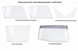 67-68 Mustang Fastback Complete Window Glass Set, Clear