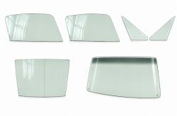 67-68 Mustang Fastback Complete Window Glass Set, Stock Green Tint