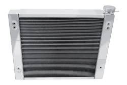 Closer look at Front of the 5.0 Coyote Swap Radiator for 67-70 Mustangs
