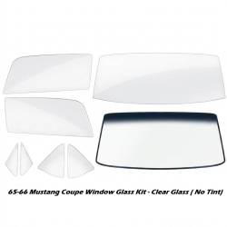 65-66 Mustang Coupe Complete Window Glass Set, Clear Glass