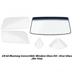 64-66 Mustang Convertible Window Glass Set, Clear Glass