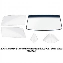 67-68 Mustang Convertible Window Glass Set, Clear Glass