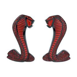 07 - 14 Mustang Cobra Snake Fender Emblems Black Chrome Red